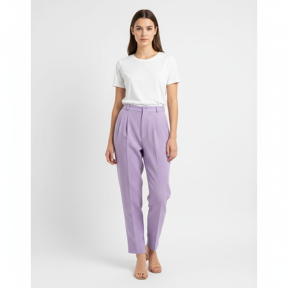 Vintage Pleated Pants Womens 7 High Waist Mom Lilac Lavender Trousers Slacks